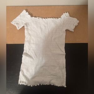 White Off-Shoulder Smocked Top Aura